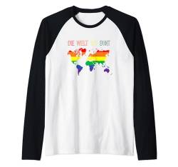 Herren Gay LGBTQ Rainbow World Regenbogen Farben Die Welt ist bunt Raglan von Pride CSD Parade Outfit LGBT Geschenk Homo Love