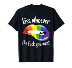 LGBTQ Bi Rainbow Mouth Regenbogen Mund Kiss whoever you want T-Shirt von Pride CSD Parade Outfit LGBT Geschenk Homo Love