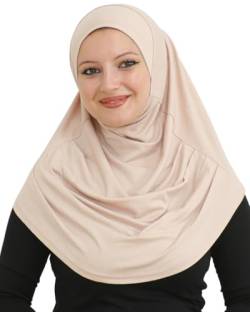 Prien Chic Hijab Für Damen, Türkisch Kopftuch Muslim, Frauen Konfektionskleidung Schal Kleider, Muslim Weicher Jersey Kopftücher, Burka, Easy Hijab Set, Muslimisch Abaya (Beige) von Prien