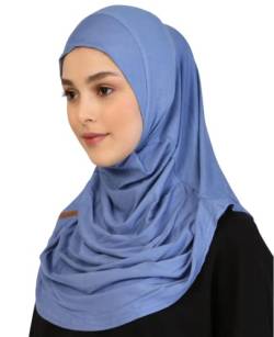 Prien Chic Hijab Für Damen, Türkisch Kopftuch Muslim, Frauen Konfektionskleidung Schal Kleider, Muslim Weicher Jersey Kopftücher, Burka, Easy Hijab Set, Muslimisch Abaya (Blau) von Prien