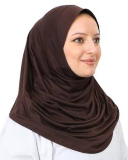 Prien Chic Hijab Für Damen, Türkisch Kopftuch Muslim, Frauen Konfektionskleidung Schal Kleider, Muslim Weicher Jersey Kopftücher, Burka, Easy Hijab Set, Muslimisch Abaya (Braun) von Prien