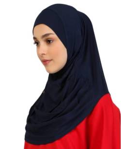 Prien Chic Hijab Für Damen, Türkisch Kopftuch Muslim, Frauen Konfektionskleidung Schal Kleider, Muslim Weicher Jersey Kopftücher, Burka, Easy Hijab Set, Muslimisch Abaya (Marineblau) von Prien