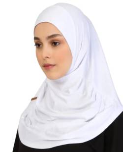 Prien Chic Hijab Für Damen, Türkisch Kopftuch Muslim, Frauen Konfektionskleidung Schal Kleider, Muslim Weicher Jersey Kopftücher, Burka, Easy Hijab Set, Muslimisch Abaya (Weiß) von Prien
