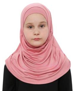 Prien Hijab Für Kinder, Türkisch Kopftuch Mädchen, Muslim Damen Schal, Viszid Tuch, Islam Kopftücher, Muslimische Frauen Khimar Abaya, Easy Kleidung, Tesettür Giyim (Altrosa) von Prien