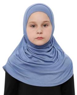 Prien Hijab Für Kinder, Türkisch Kopftuch Mädchen, Muslim Damen Schal, Viszid Tuch, Islam Kopftücher, Muslimische Frauen Khimar Abaya, Easy Kleidung, Tesettür Giyim (Blau) von Prien