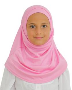 Prien Hijab Für Kinder, Türkisch Kopftuch Mädchen, Muslim Damen Schal, Viszid Tuch, Islam Kopftücher, Muslimische Frauen Khimar Abaya, Easy Kleidung, Tesettür Giyim (Rosa) von Prien