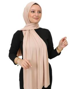 Prien Hijab Kopftuch Für Damen, Frauen Schal Kleider, Modern Kopftücher Weicher Jersey, Muslim Kleid Türkisch Premium Gebetskopftuch, Umrah Geschenk, Hijab Set (Beige) von Prien