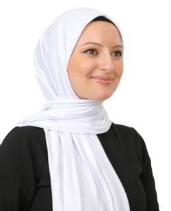 Prien Hijab Kopftuch Für Damen, Frauen Schal Kleider, Modern Kopftücher Weicher Jersey, Muslim Kleid Türkisch Premium Gebetskopftuch, Umrah Geschenk, Hijab Set (Weiß) von Prien