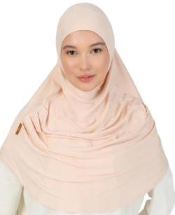 Prien Kopftuch für Damen, Lang Muslim Hijab Frauen, Türkisch Khimar Schal Islamische Kleidung, Konfektionshijab Kopftücher Kleider, Muslimische Sport Head Scarf Set (Beige) von Prien