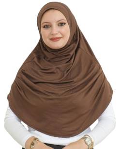 Prien Kopftuch für Damen, Lang Muslim Hijab Frauen, Türkisch Khimar Schal Islamische Kleidung, Konfektionshijab Kopftücher Kleider, Muslimische Sport Head Scarf Set (Braun) von Prien