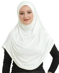 Prien Kopftuch für Damen, Lang Muslim Hijab Frauen, Türkisch Khimar Schal Islamische Kleidung, Konfektionshijab Kopftücher Kleider, Muslimische Sport Head Scarf Set (Cremefarben) von Prien