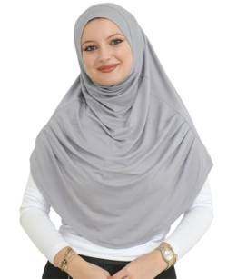 Prien Kopftuch für Damen, Lang Muslim Hijab Frauen, Türkisch Khimar Schal Islamische Kleidung, Konfektionshijab Kopftücher Kleider, Muslimische Sport Head Scarf Set (Grau) von Prien