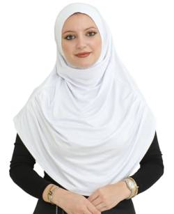 Prien Kopftuch für Damen, Lang Muslim Hijab Frauen, Türkisch Khimar Schal Islamische Kleidung, Konfektionshijab Kopftücher Kleider, Muslimische Sport Head Scarf Set (Weiß) von Prien