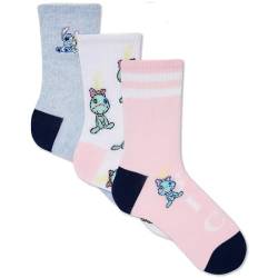 Primark Limited - Pack 3 Socken aus Lilo und Stitch in Weiß, Rosa und Blau - offiziell lizenziert - für Damen UK 4-8 EUR 37-42, bunt, 37-42 von Primark Limited