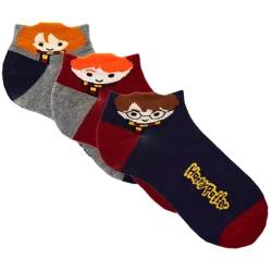 Primark Limited - Packung mit 3 unsichtbaren kurzen Socken von Harry Potter, Hermine und Rum, Grau, Rot, Marineblau, offiziell lizenziert - für Damen UK 4-8 EUR 37-42, Grau, Rot und Marineblau, 37-42 von Primark Limited