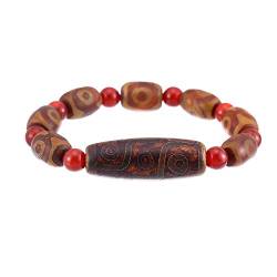 Prime Feng Shui Armband mit 3 Augen Dzi und 9 Augen Dzi Tibetische Perlen Amulett Armreif zieht positive Energie und Glück an von Prime Fengshui