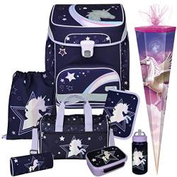 Primus-Versand Dreamland - Einhorn SCOOLI Undercover EasyFit Schulranzen-Set 9tlg. mit Sporttasche, BROTDOSE, TRINKFLASCHE und SCHULTÜTE, Hellblau, Größe: 36,5 x 33 29 cm von Primus-Versand