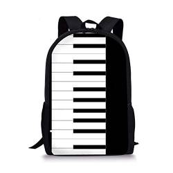 Music Note 3D Print Rucksäcke für Mädchen Jungen Kinder Schultaschen Schwarz Klavier Rucksack Kinder Büchertasche B von Prinbag