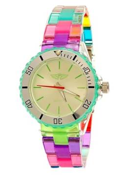 Coole NY London Rainbow Kunstoff Uhr Bunte Kunststoff Damen Armbanduhr Damenuhr Kinderuhr Jungen/Mädchen Armband Uhr Türkis Grün Silber Lila inkl Uhrenbox von Prince London