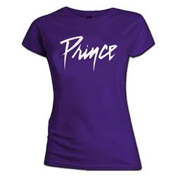 Prince Offizielles Damen Skinny T-Shirt Revolution Signature Logo Lila Gr. 36, violett von Prince