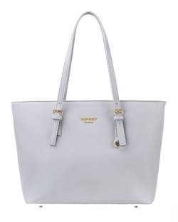 Princely London Shopper Beverly Large - Stylische Handtasche Damen - Geräumige Shopper-Tasche mit Reißverschluss & Innenfächern - Kreidegrau von Princely London