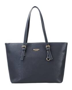 Princely London Shopper Beverly Medium - Stylische Handtasche Damen - Geräumige Shopper-Tasche mit Reißverschluss & Innenfächern - Anthrazit von Princely London