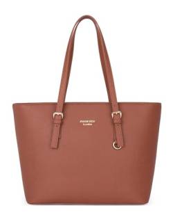 Princely London Shopper Beverly Medium - Stylische Handtasche Damen - Geräumige Shopper-Tasche mit Reißverschluss & Innenfächern - Erdbraun von Princely London