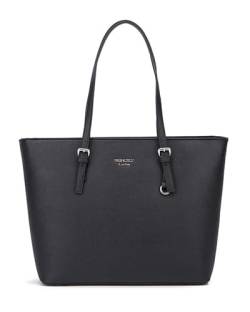 Princely London Shopper Beverly Medium - Stylische Handtasche Damen - Geräumige Shopper-Tasche mit Reißverschluss & Innenfächern - Schwarz von Princely London