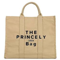 Princely London Shopper The PL Bag Large - Stylische Handtasche Damen - Geräumige Shopper-Tasche mit Reißverschluss & Innenfächern - Beige/Sand von Princely London