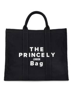 Princely London Shopper The PL Bag Large - Stylische Handtasche Damen - Geräumige Shopper-Tasche mit Reißverschluss & Innenfächern - Schwarz von Princely London