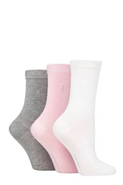 Damen 3 Paar Pringle Black Label Schmucklos Bambus Socken Grau/Rosa/Weiß 37-42 von Pringle of Scotland