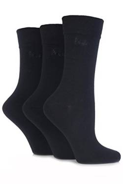 Damen 3 Paar Pringle Jean Plain Gentle Grip Socken aus Baumwolle 4-8 Damen schwarz von Pringle of Scotland