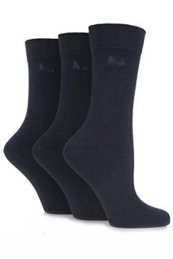 Damen 3 Paar Pringle Plain Jean Gentle Grip Socken aus Baumwolle 4-8 Damen Navy von Pringle of Scotland