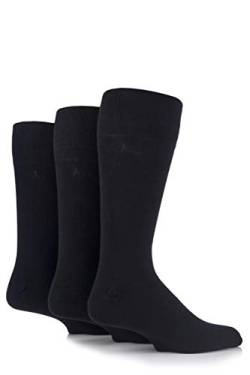 Mens 3 Paar Pringle Dunvegan Comfort Cuff Plain Socken aus Baumwolle (46-48, Schwarz) von Pringle of Scotland