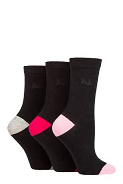 Pringle Damen Gemustert Baumwolle und recycelt Polyester Socken Packung 3 Kontrast Ferse & Zehe Schwarz Rosa Grau/Dunkelrosa/Rosa 37-42 von Pringle of Scotland