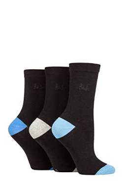 Pringle Damen Gemustert Baumwolle und recycelt Polyester Socken Packung 3 Kontrast Ferse & ZeheSchwarz Blau/Grau/Hellblau 37-42 von Pringle of Scotland