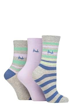 Pringle Damen Gemustert Baumwolle und recycelt Polyester Socken Packung 3 Streifen Hellgrau 37-42 von Pringle of Scotland