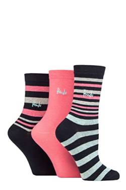 Pringle Damen Gemustert Baumwolle und recycelt Polyester Socken Packung 3 Streifen Marine 37-42 von Pringle of Scotland