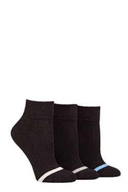 Pringle Damen Viertellänge Baumwolle Sportsocken Packung 3 Schwarz 37-42 von Pringle of Scotland