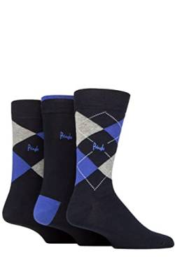 Pringle Herren 3 Paar New Waverley Argyle gemusterte und einfarbige Socken Blau 40-46 von Pringle of Scotland