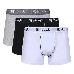 Pringle Herren-Boxershorts, 3er-Pack, mit detailliertem Logo, Bund, Unterwäsche, schwarz / grau / weiß, L von Pringle of Scotland