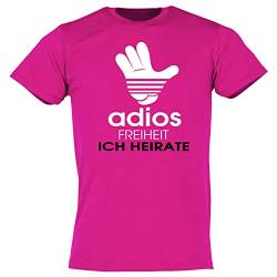 Junggesellenabschieds T-Shirt für Männer | Herren JGA Shirt | Shirt | Sprücheshirt | **Adios Freiheit**| Bräutigam | Team Bräutigam |Farben Individuell | Größe S-5XL (L, Pink (Ich Heirate)) von Print Deluxe