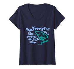 Damen Wingfoil Dad T-Shirt mit V-Ausschnitt von PrintThread.Co