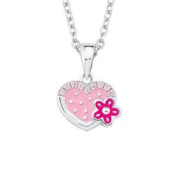 Prinzessin Lillifee Mädchen-Kette 35+3cm mit Anhänger Herz Blume 925 Sterling Silber Zirkonia rosa von Prinzessin Lillifee