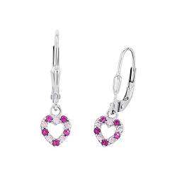 Prinzessin Lillifee Ohrhänger 925 Sterling Silber Mädchen Kinder Ohrschmuck, mit Zirkonia synth., 2,1 cm, Rosa, Herz, Kommt in Schmuck Geschenk Box, 9082650 von Prinzessin Lillifee