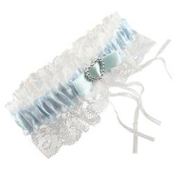 Blau Spitze und Schleife Pailletten Herz Design Gummizug Strumpfband – Bridal Hochzeit Zubehör, Blau, PRW05006 von Pritties Accessories