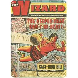 Klassische Comics The Wizard A5 Stahl Schild Zinn Wand Tür Plaque Vintage von Pritties Accessories