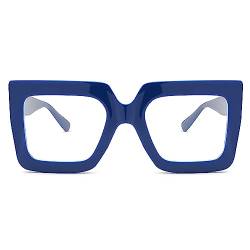 Pro Acme Blaulichtfilter Brille Damen Herren - Die Große Rechtecke für Frauen Fake brille(Blue Frame) von Pro Acme