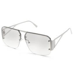 Pro Acme Pilot Sonnenbrille Frauen Männer Trendy Rimless Frame Retro Square Shades Large Metal Sun Glasses(A03 Silber) von Pro Acme