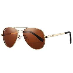 Pro Acme Pilotenbrille Herren Damen Polarisierte Fliegerbrille Klassische Piloten Sonnenbrille Unisex UV400 Schutz Vintage Sonnenbrille (A1 Gold Rahmen | Braun Linse) von Pro Acme